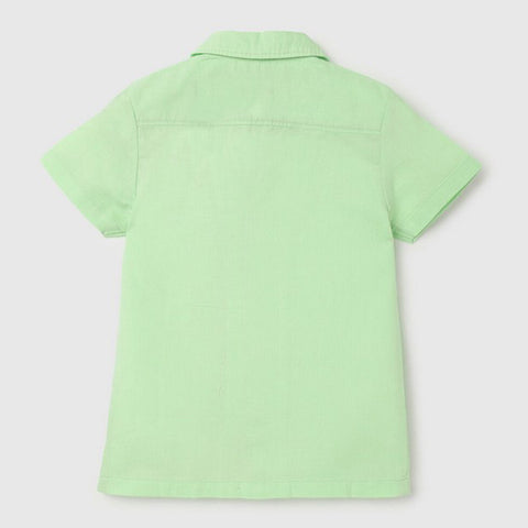 Green Half Sleeves Linen Shirt