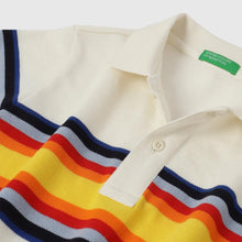 Load image into Gallery viewer, Cotton Striped Polo T-Shirt- Off White
