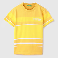 Load image into Gallery viewer, Yellow Regular Round Neck Striped T-Shirt
