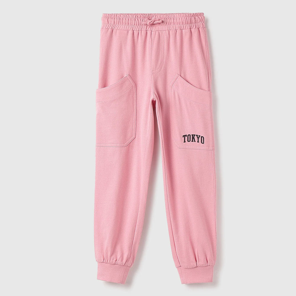 Pink Benetton Embossed Regular Fit Joggers