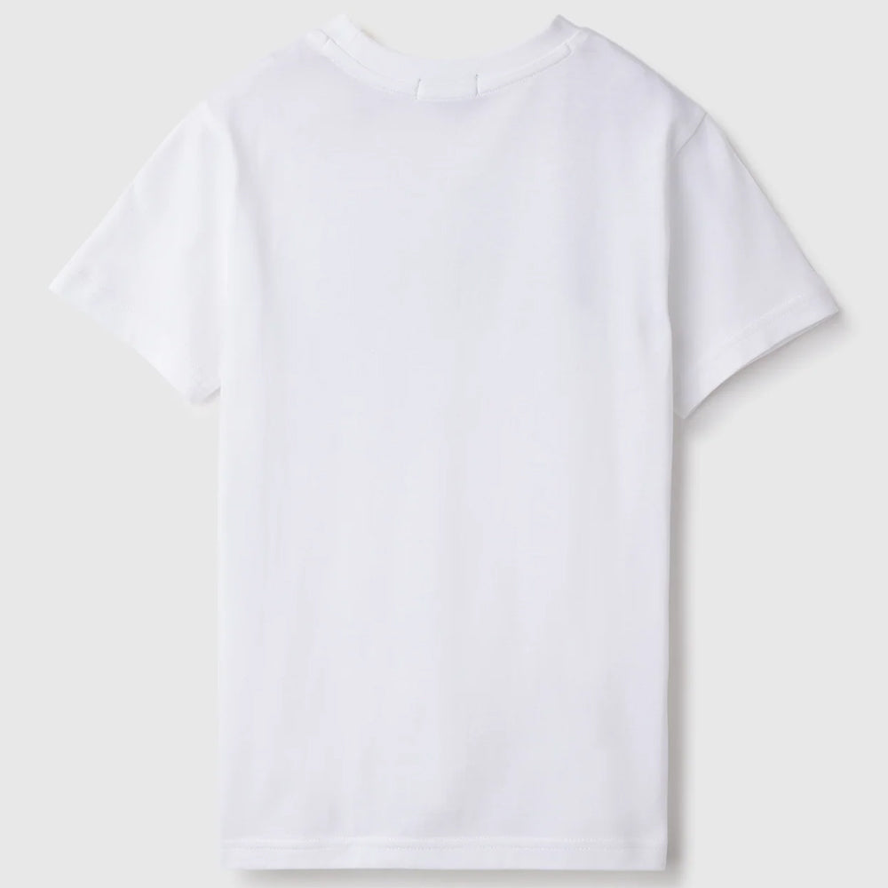 White Regular Round Neck Typography T-Shirt