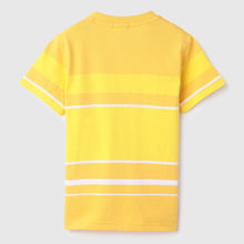 Load image into Gallery viewer, Yellow Regular Round Neck Striped T-Shirt
