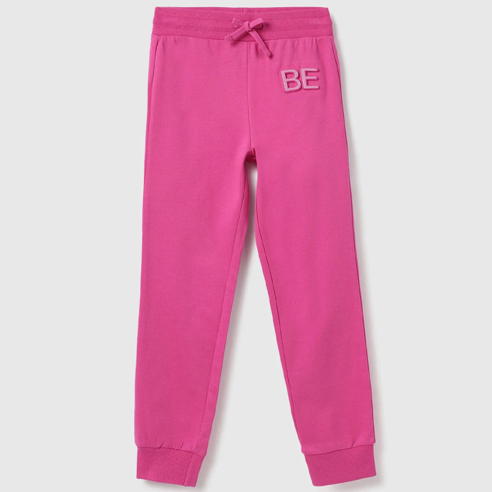 Pink Benetton Embossed Regular Fit Joggers