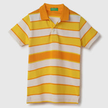 Load image into Gallery viewer, Yellow Regular Fit Striped Polo T-Shirt
