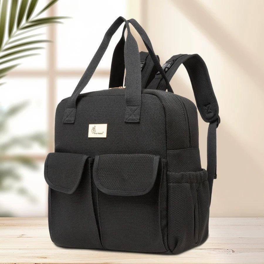 Black Caramello Breezy Premium Material Diaper Bag