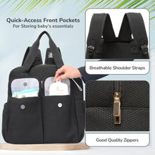 Load image into Gallery viewer, Black Caramello Breezy Premium Material Diaper Bag
