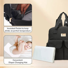 Load image into Gallery viewer, Black Caramello Breezy Premium Material Diaper Bag
