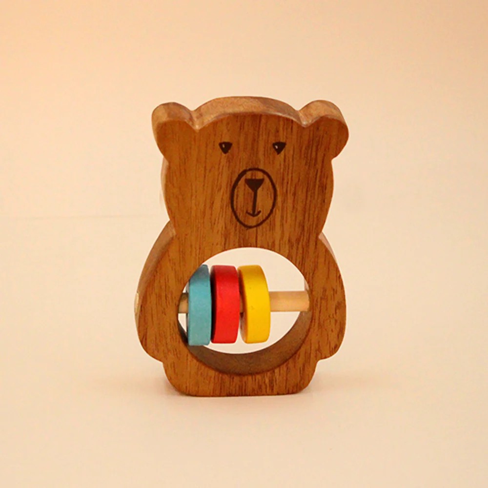 Bozo The Bear Wooden Rattle