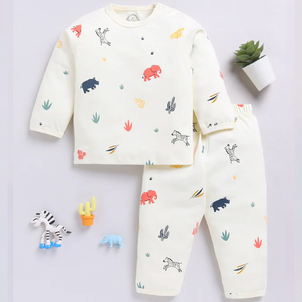 Cotton Full Sleeves Animal Printed Nightwear Set