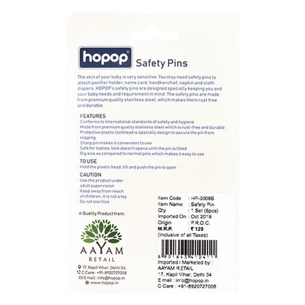 Multi Color Safety Pins - Pack Of 6 (Color May Vary)