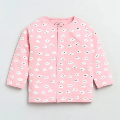 Pink Clouds Theme Full Sleeve Nightwear Set