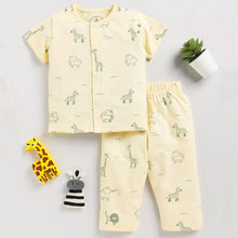 Load image into Gallery viewer, Yellow Animal Printed Half Sleeves Cotton Nightsuit
