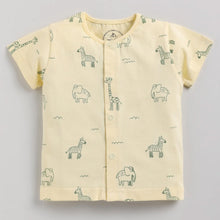 Load image into Gallery viewer, Yellow Animal Printed Half Sleeves Cotton Nightsuit
