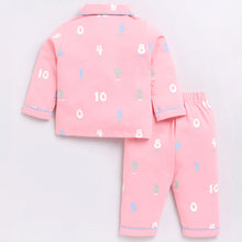 Load image into Gallery viewer, Pink Number Printed Full Sleeves Night Suit
