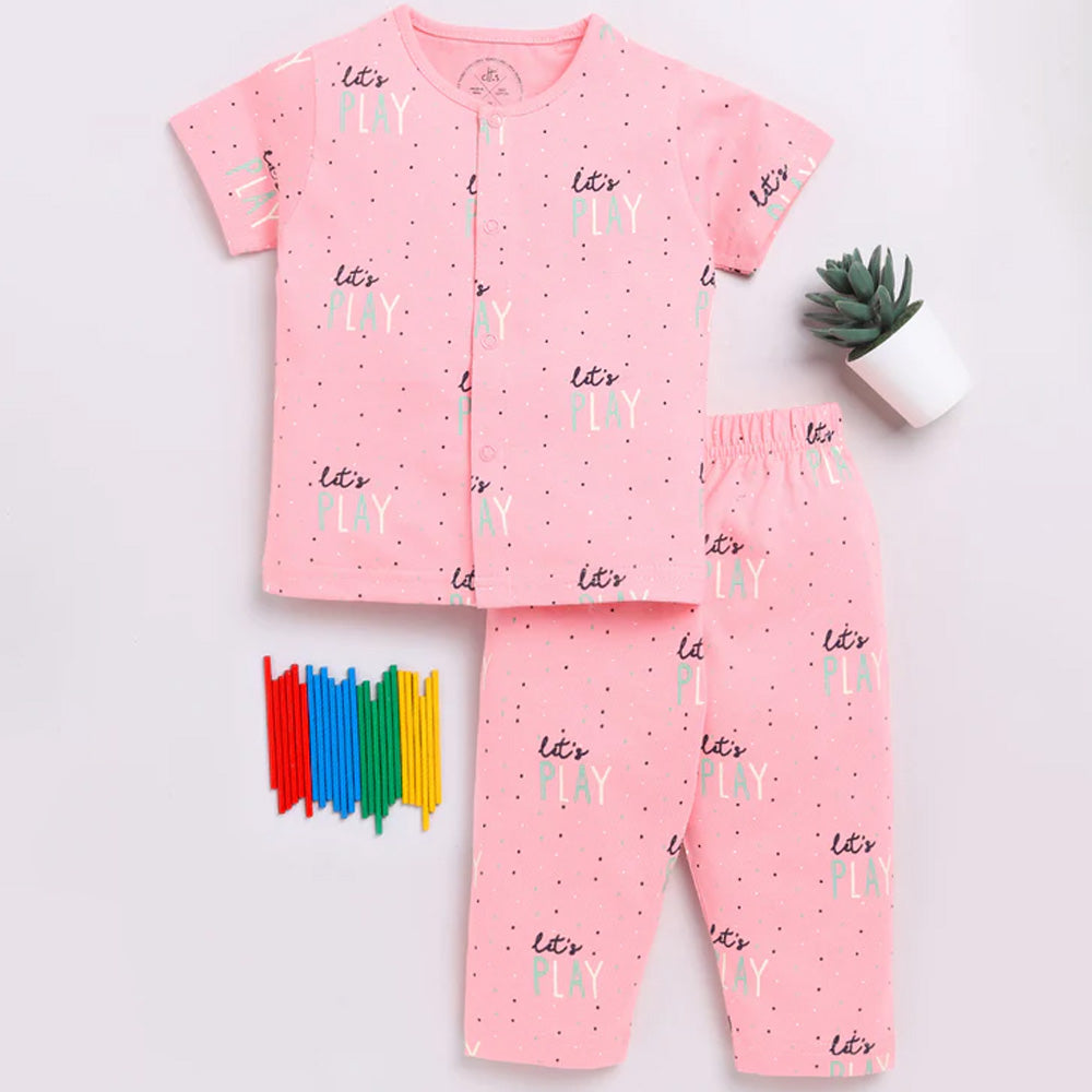 Pink Polka Dots Cotton Night Suit