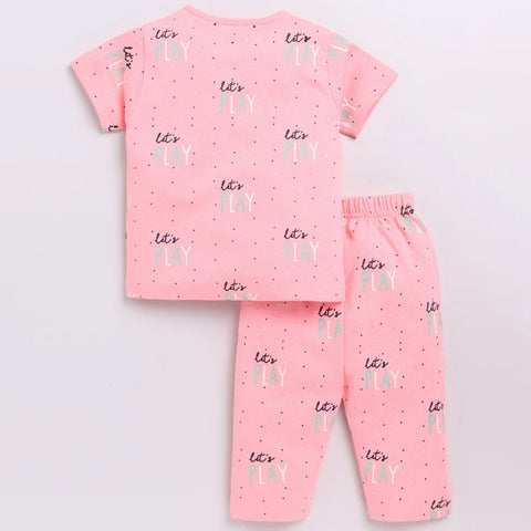 Pink Polka Dots Cotton Night Suit
