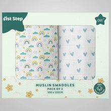 Load image into Gallery viewer, 1st Step Muslin Swaddle (Pack Of 2)
