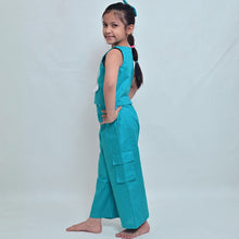 Load image into Gallery viewer, Blue Rainbow Embroidered Crop Top With Palazzo Pant Co-Ord Set
