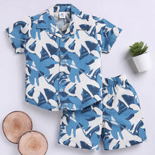 Load image into Gallery viewer, Green &amp; Blue Tropical Printed Half Sleeves Cotton Co-Ord Set
