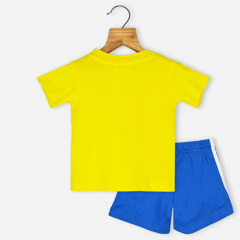 Yellow Adidas Half Sleeves T-Shirt With Black Shorts