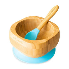 Load image into Gallery viewer, Blue Bamboo Bowl and Spoon Set
