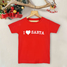 Load image into Gallery viewer, Red I Love Santa Theme Half Sleeves T-Shirt
