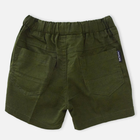 Green Elasticated Waist Regular Fit Cotton Shorts