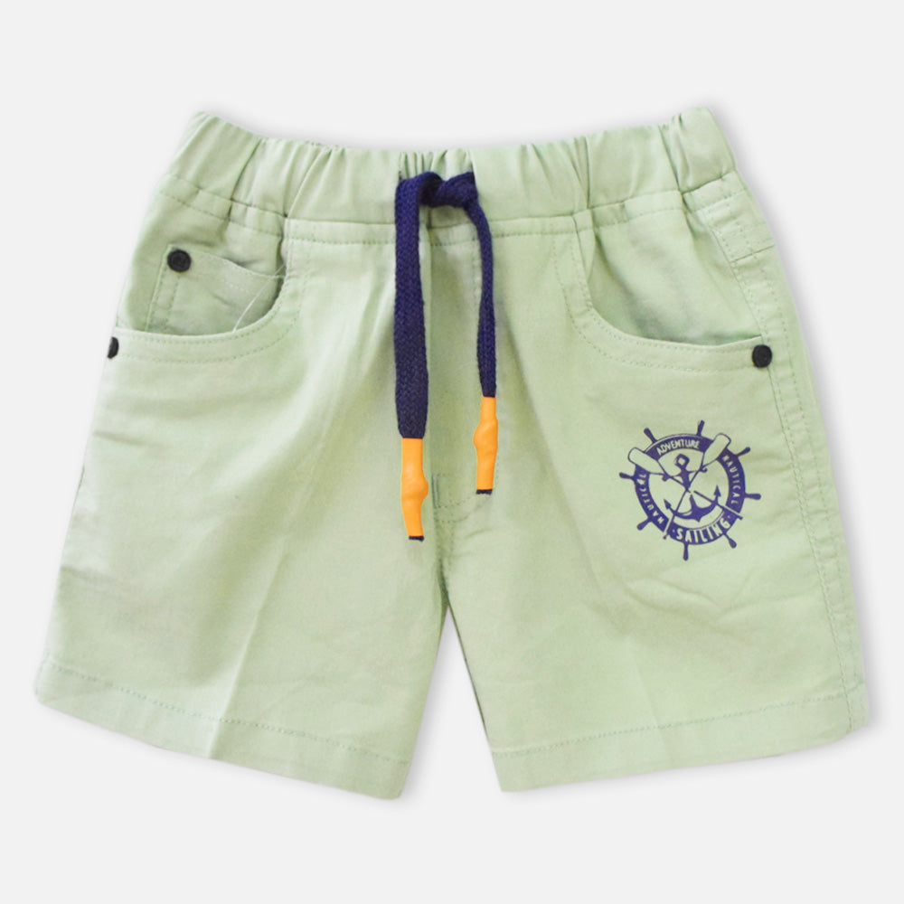 Green Elasticated Waist Regular Fit Shorts