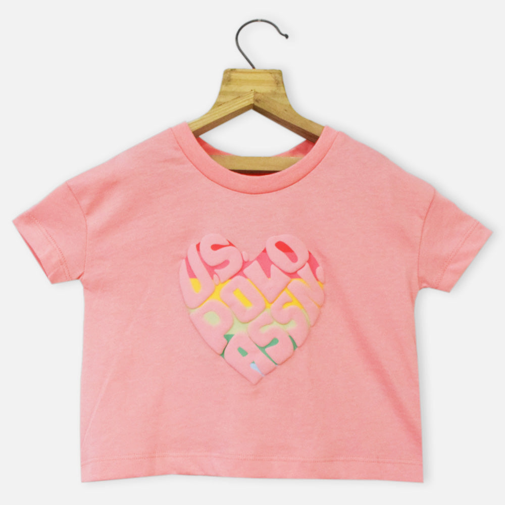 Pink heart  Shape Printed T-Shirt