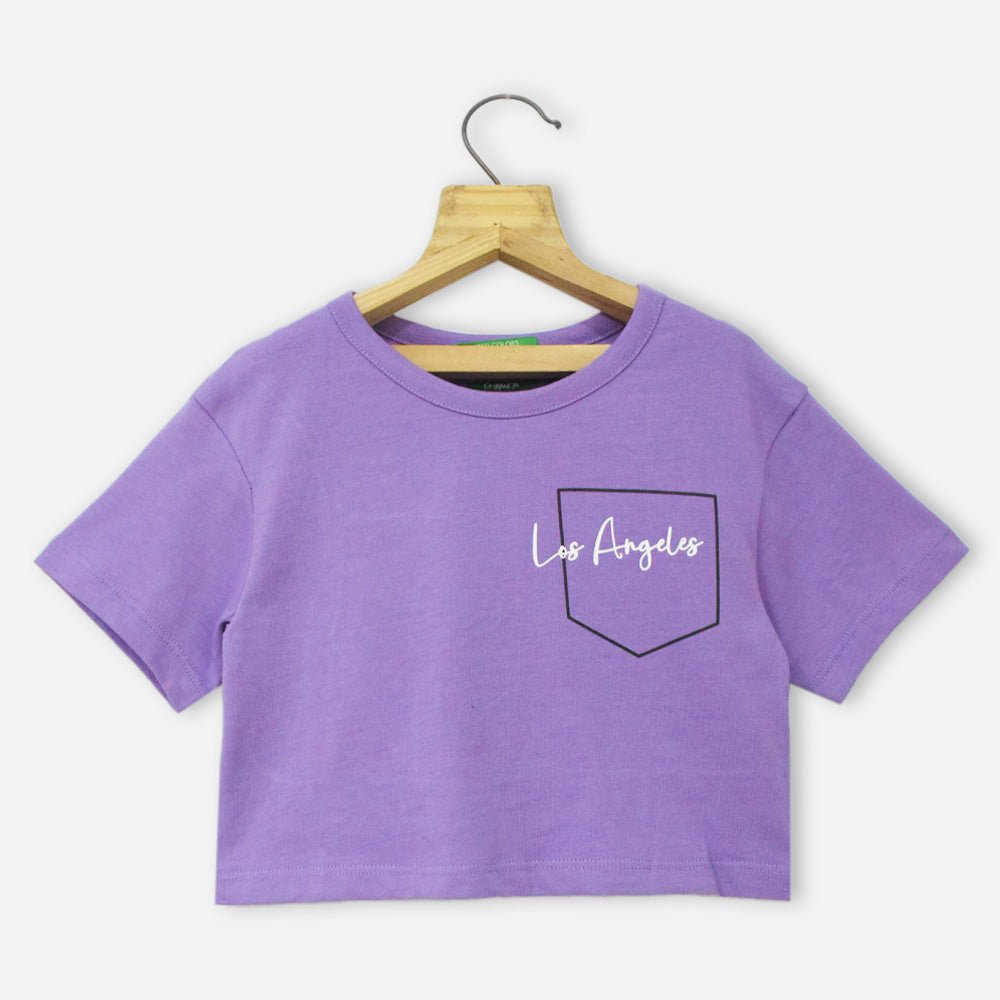 Purpe Regular Round Neck Crop Top