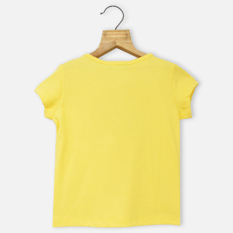 Yellow Regular Round Neck Graphic Print T-Shirt