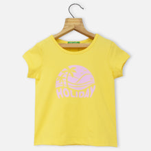 Load image into Gallery viewer, Yellow Regular Round Neck Graphic Print T-Shirt
