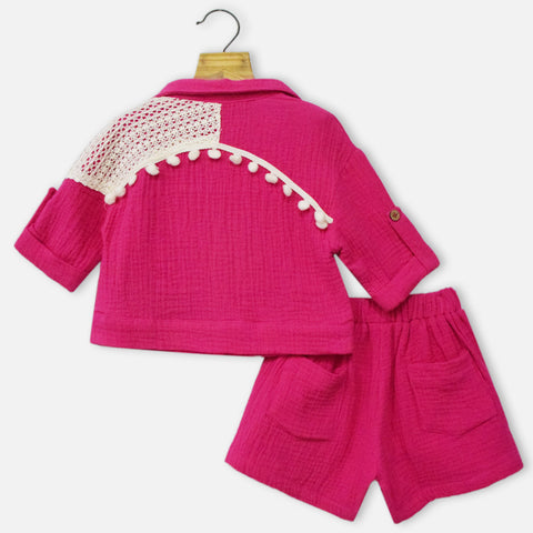 Pink Full Sleeves Top & Short Co-Ord Set