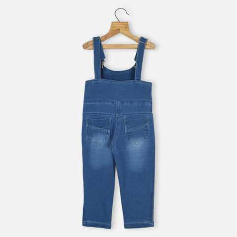 Pink Full Sleeves T-Shirt With Blue Denim Dungaree