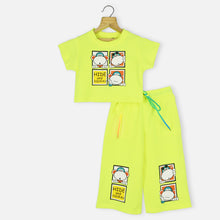 Load image into Gallery viewer, Neon Green &amp; Pink Cartoon Printed Co-Ord Set
