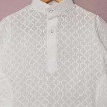 Load image into Gallery viewer, White Embroidered Full Sleeves Cotton Kurta With Pajama
