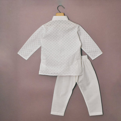 White Embroidered Full Sleeves Cotton Kurta With Pajama