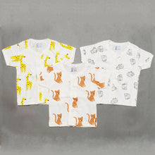 Load image into Gallery viewer, Off White Animal Printed Cotton Half Sleeves Jabla - Pack Of 3
