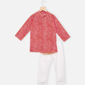 Maroon Leheriya Kurta Pajama Set