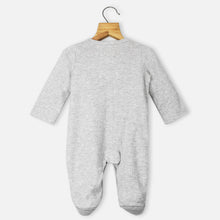 Load image into Gallery viewer, Grey Full Sleeves Cotton Footsie With Knot Hat
