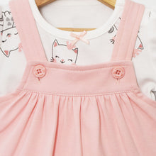 Load image into Gallery viewer, Pink Animal Theme Dungaree Frock With White Top
