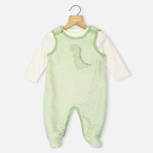 Load image into Gallery viewer, Striped Velour Footsie With Full Sleeves Onesie- Lavender, Blue, Green &amp; Pink
