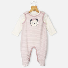 Load image into Gallery viewer, Striped Velour Footsie With Full Sleeves Onesie- Lavender, Blue, Green &amp; Pink
