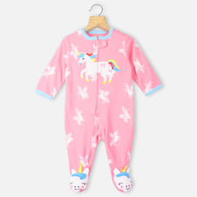 Load image into Gallery viewer, Pink Unicorn Theme Cotton Full Sleeves Onesie
