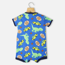Load image into Gallery viewer, Blue Dino Theme Half Sleeves Cotton Romper
