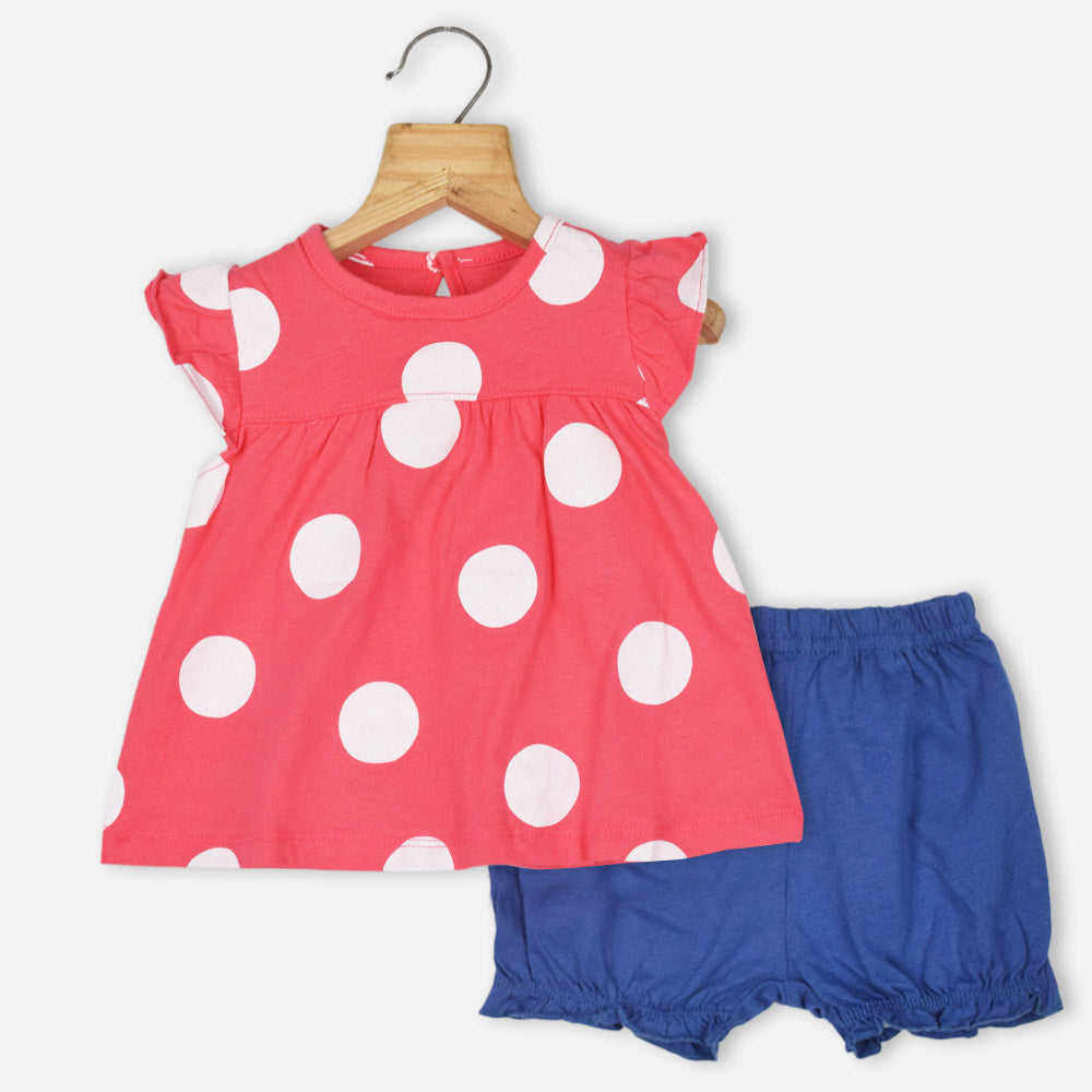 Cotton Short Sleeves Dress With Bloomer