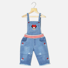 Load image into Gallery viewer, Blue Mickey Mouse Embroidered Denim Dungaree With Red Top
