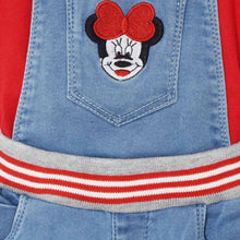Load image into Gallery viewer, Blue Mickey Mouse Embroidered Denim Dungaree With Red Top
