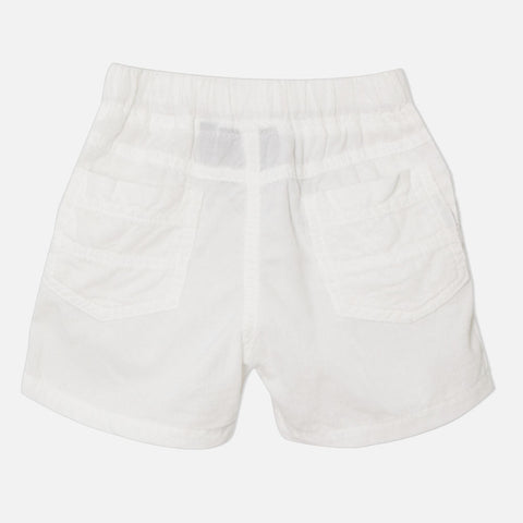 White Elaticated Waist Cotton Shorts