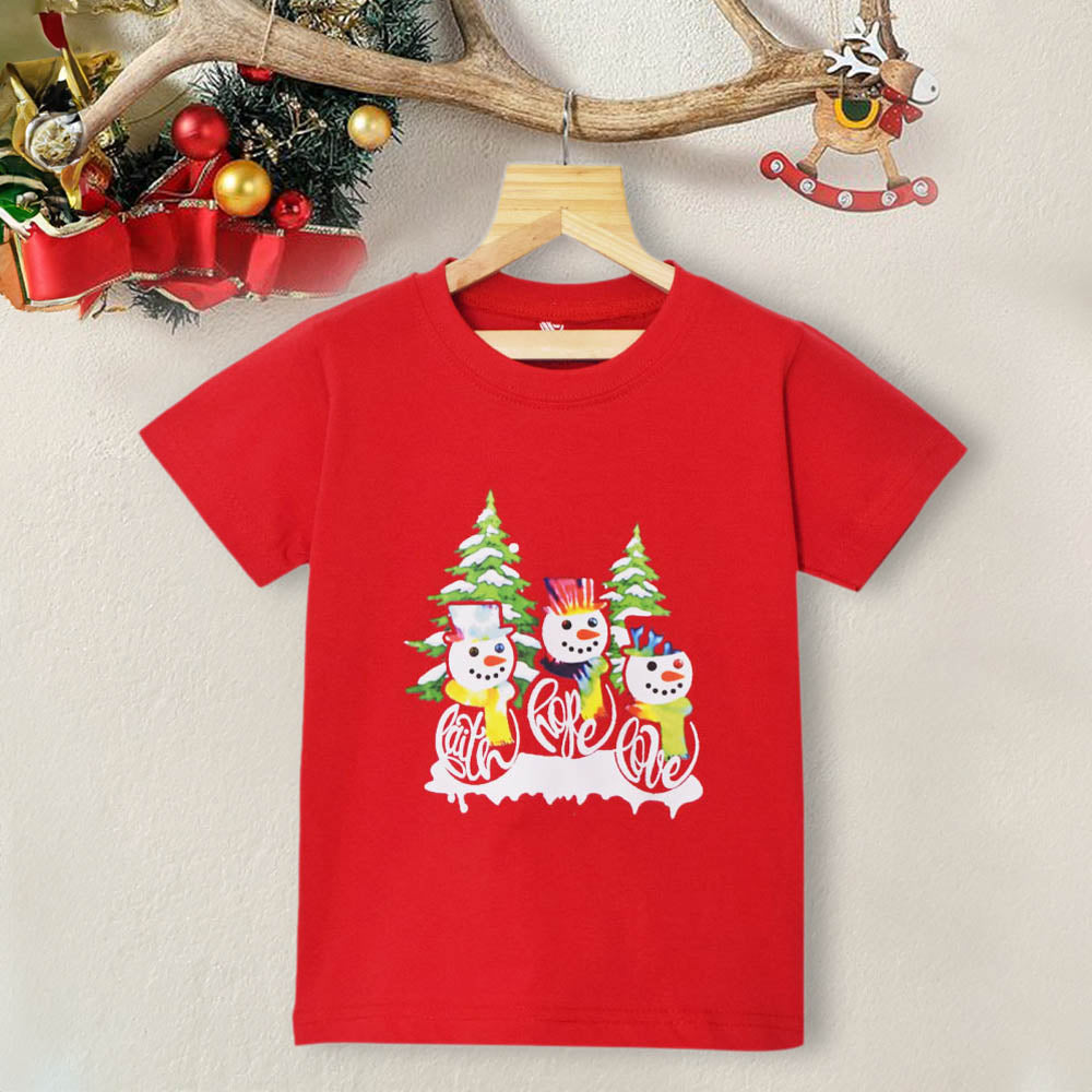 Red Christmas Theme Half Sleeves T-Shirt